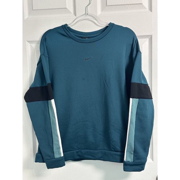 Nike Women's Therma Teal Colorblock Training Crew Pullover #BV4970 Size M - Picture 1 of 11
